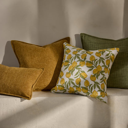Lemon Block Print Cushion 50Cm