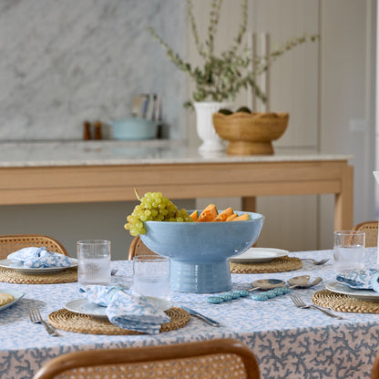 Ceramic Blue Pedestal Bowl