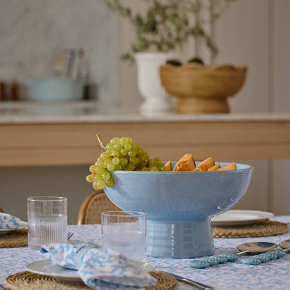 Ceramic Blue Pedestal Bowl