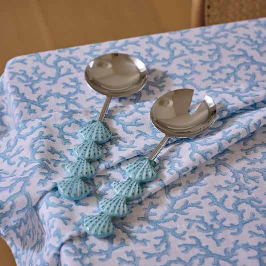 Scallop Blue Salad Server Set 2