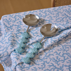 Scallop Blue Salad Server Set 2