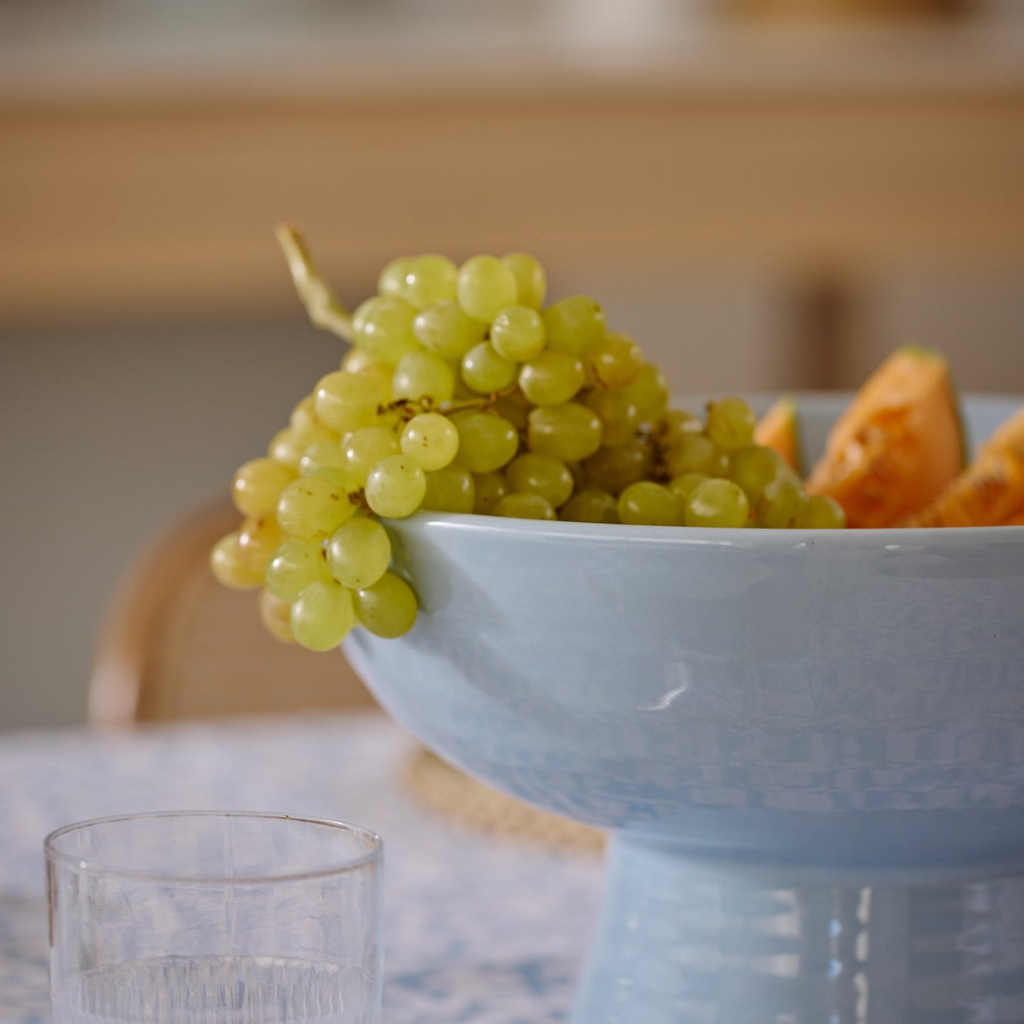 Ceramic Blue Pedestal Bowl