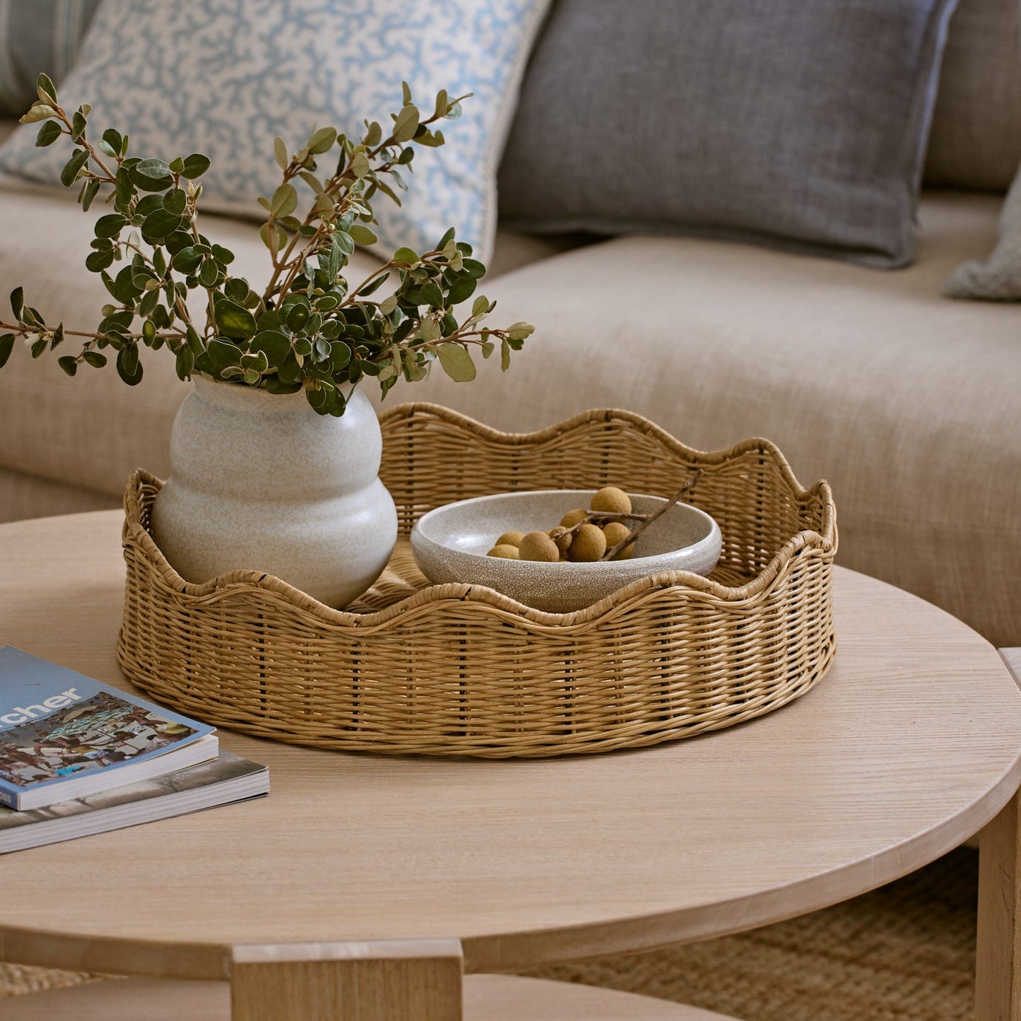 Mali Natural Wavy Round Tray