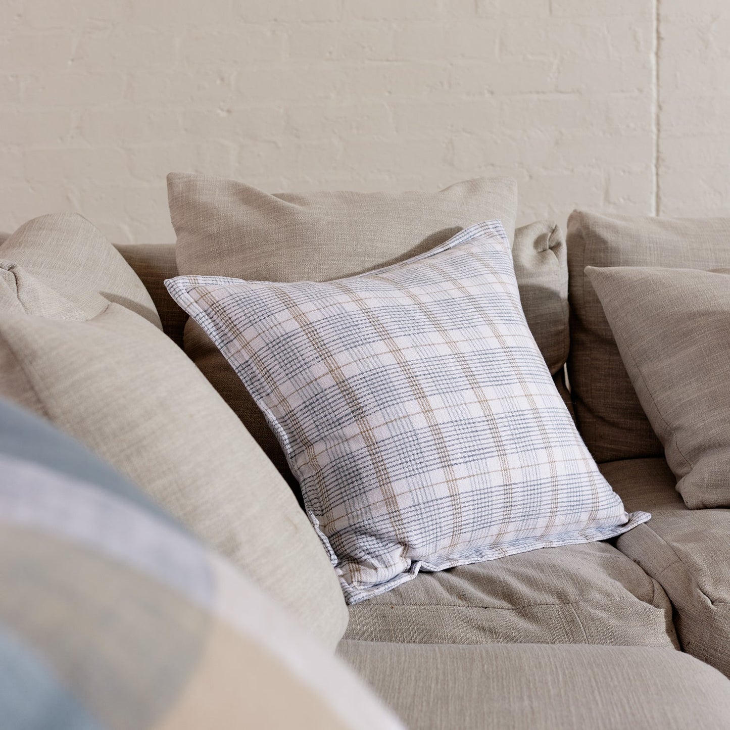 Reese Blue/Beige Woven Cushion 50Cm