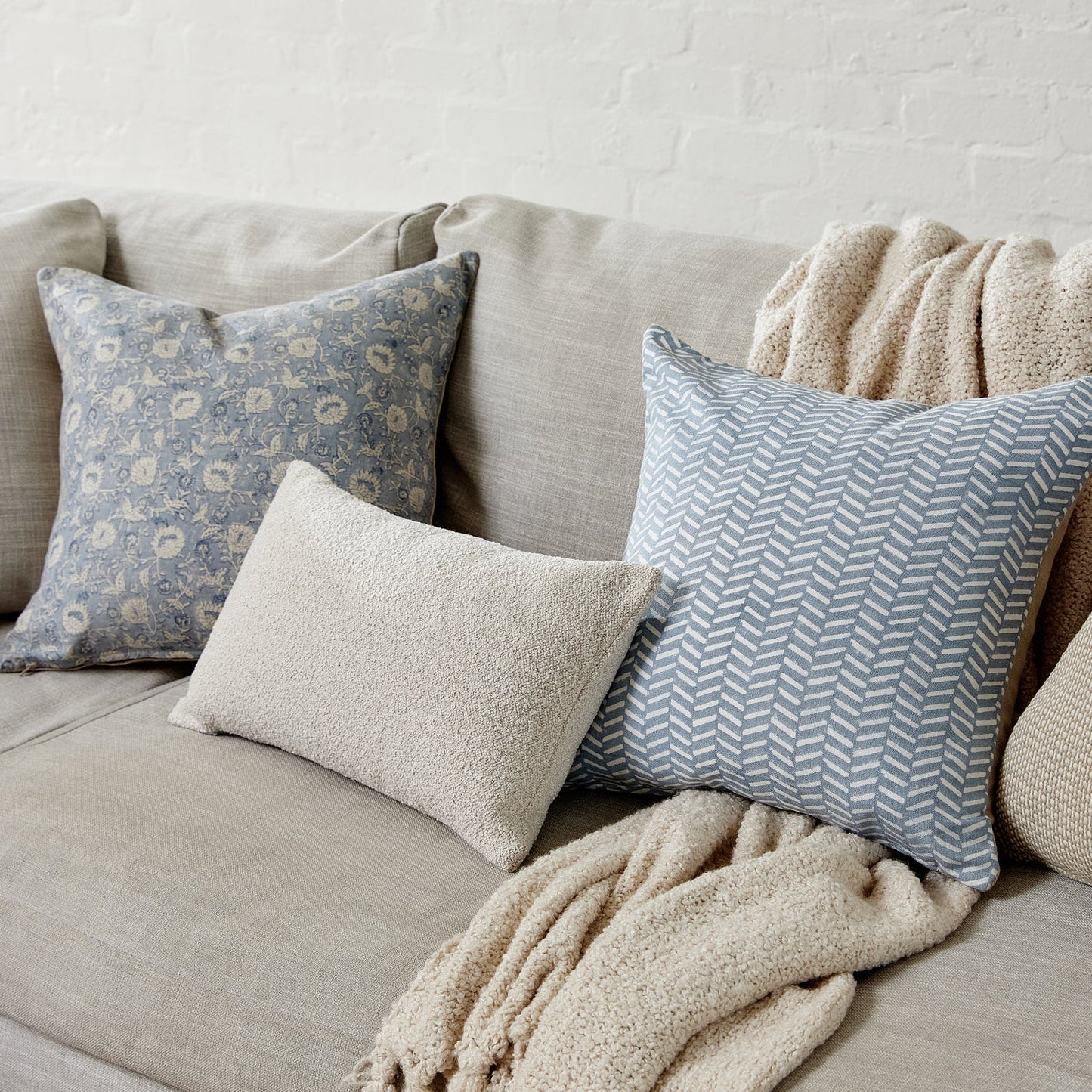 Kyra Blue Block Print Cushion 50Cm