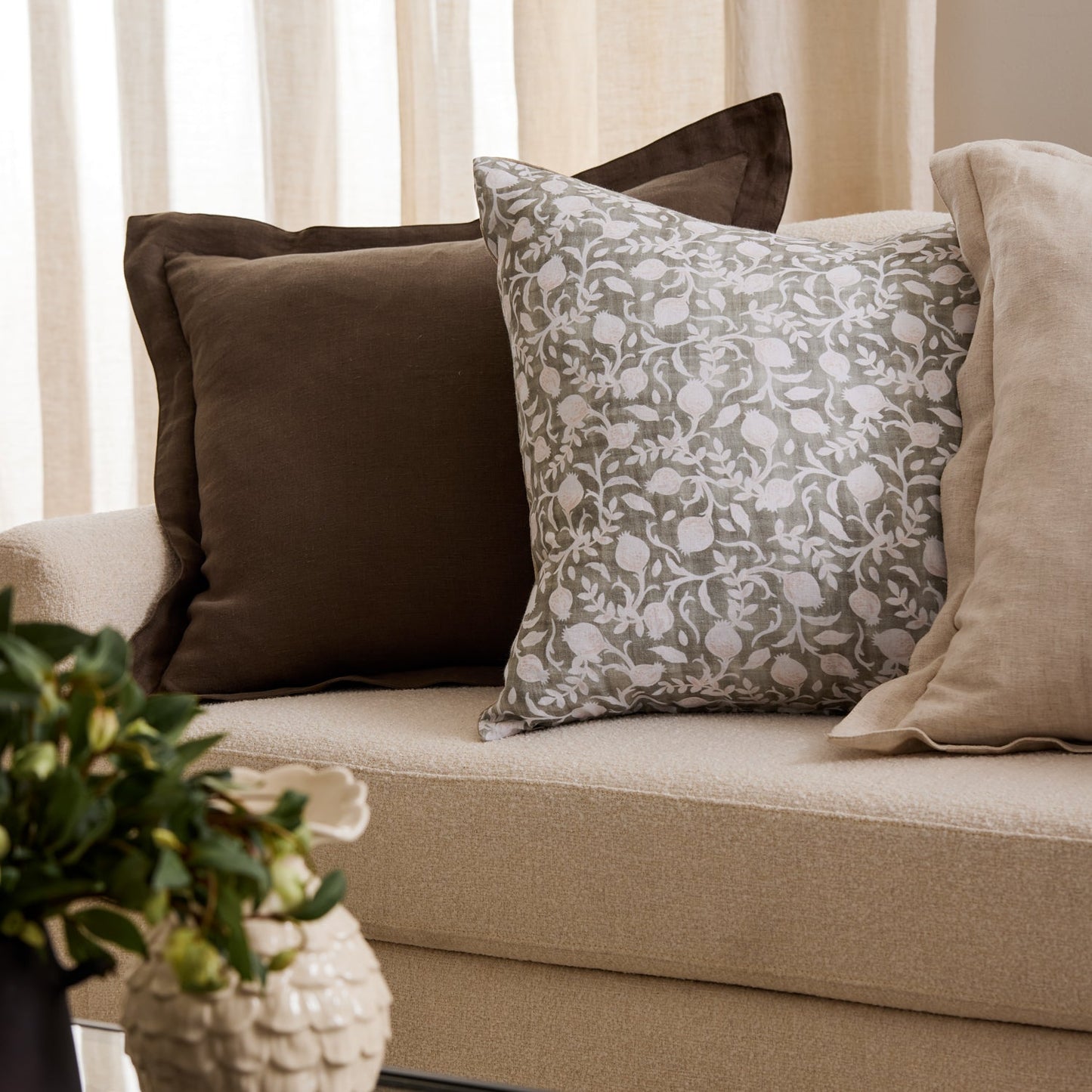 Riley Olive Linen Cushion