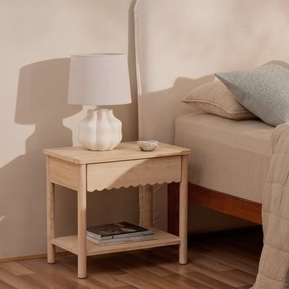 Darcy 1 Drawer Whitewash Bedside Table