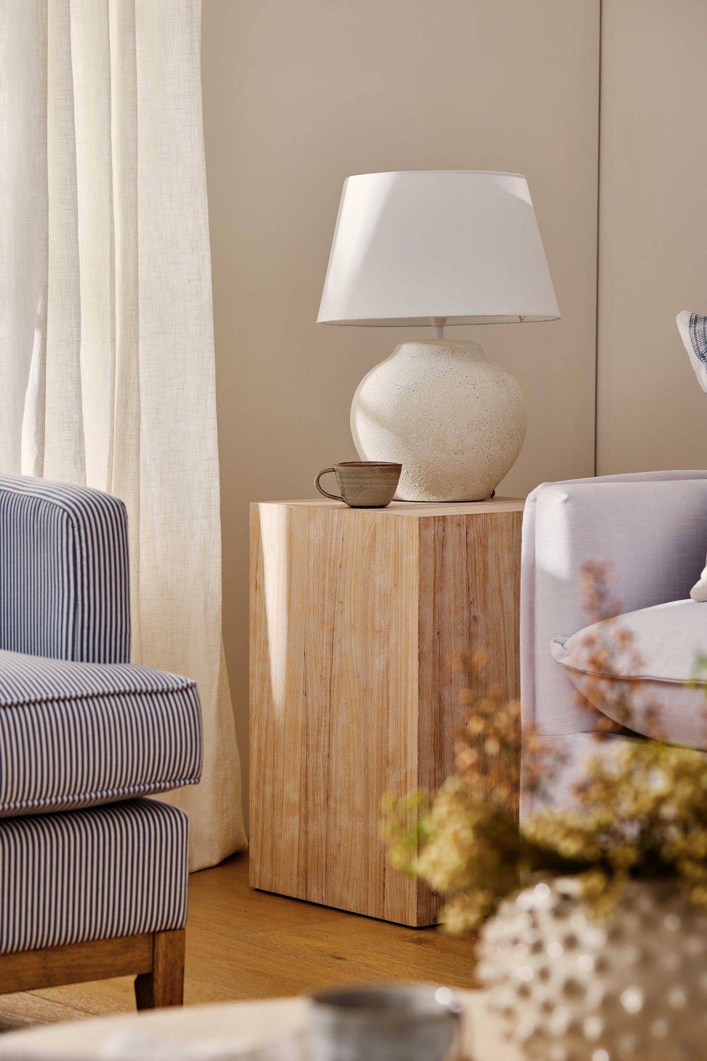 Maeve Whitewash Side Table L40Xw40Xh60Cm