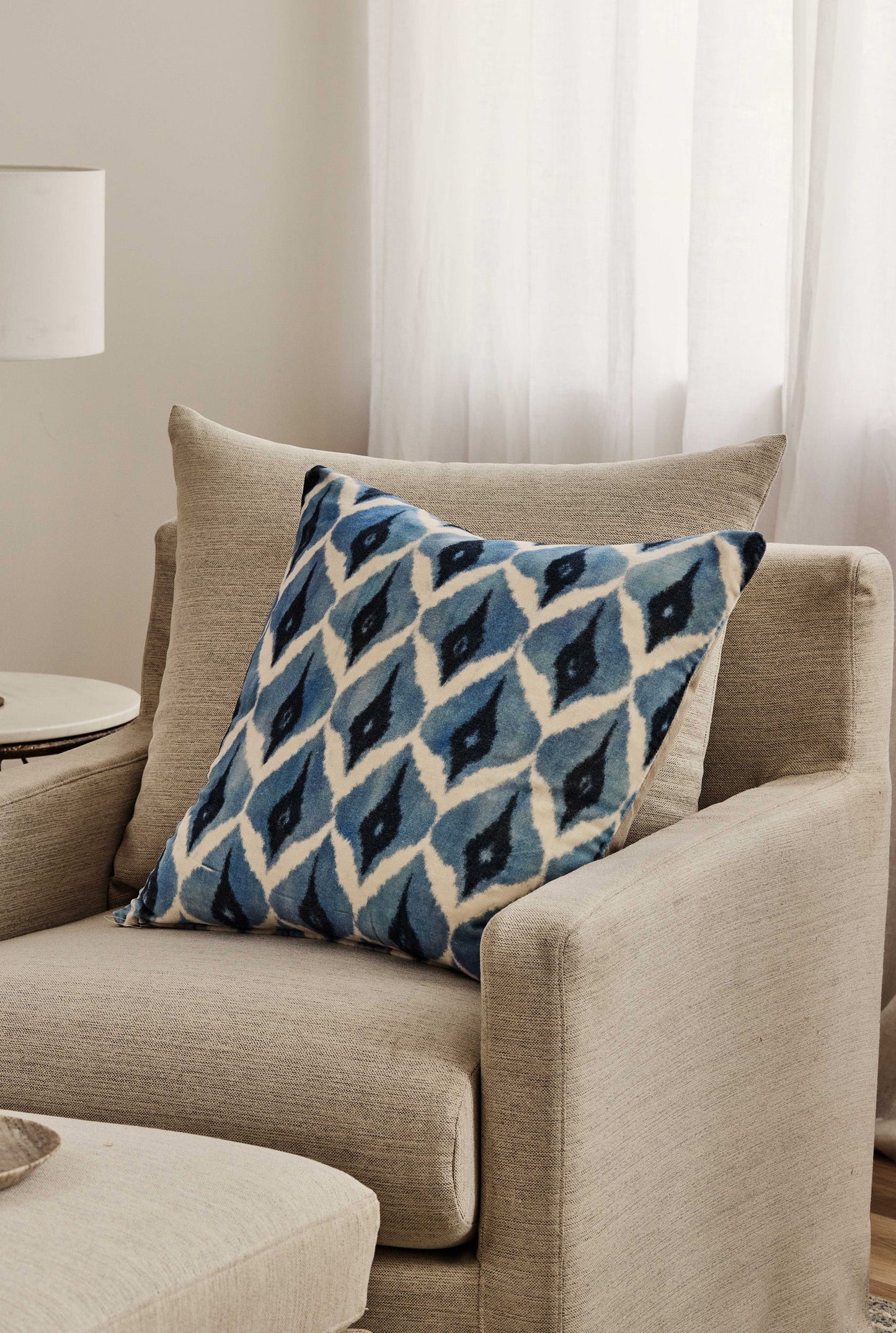 Oslo Blue Velvet Cushion
