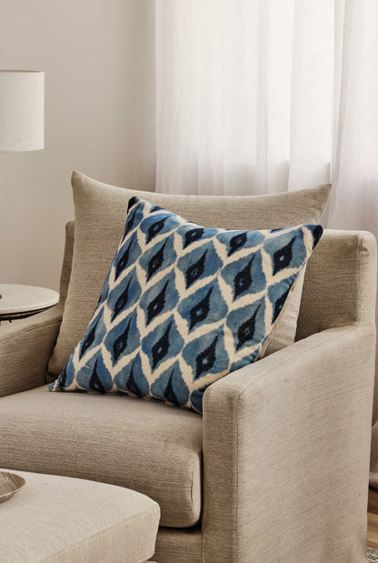 Oslo Blue Velvet Cushion