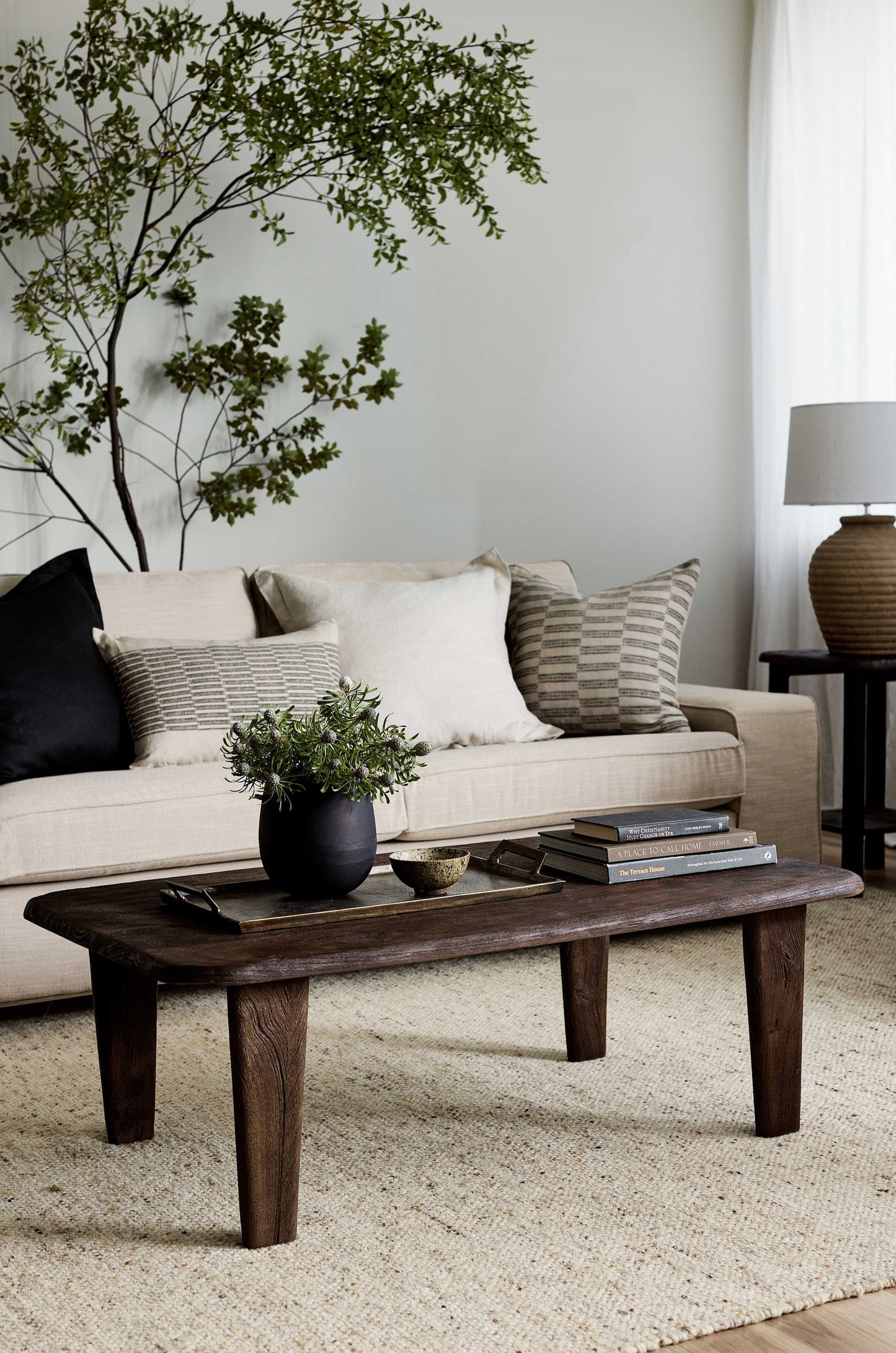 Xavier Black/Natural Linen Cushion 55Cm