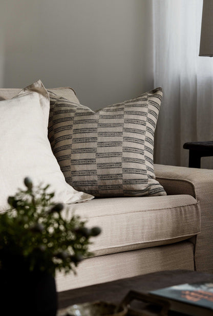 Xavier Black/Natural Linen Cushion 55Cm