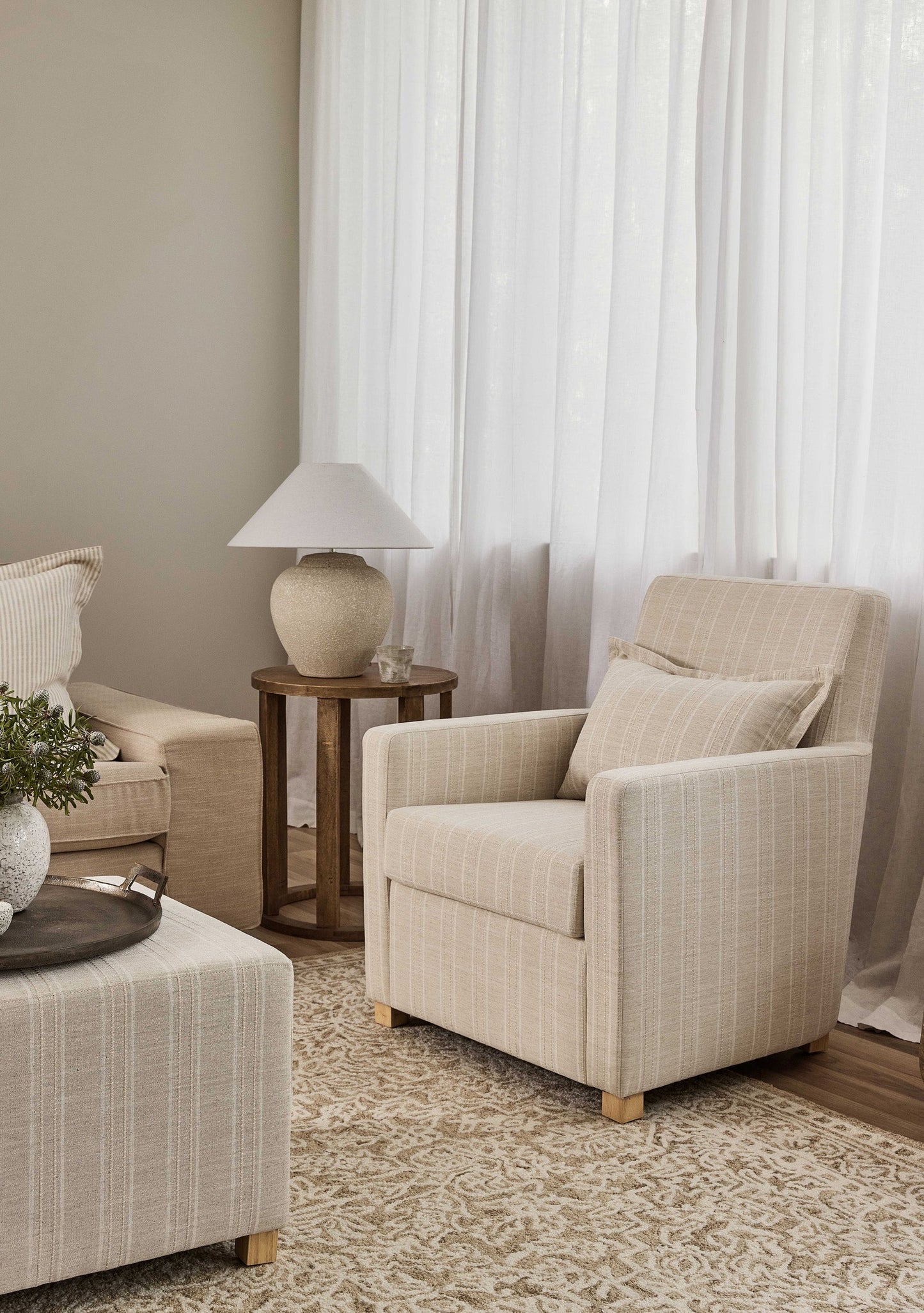 Lisbon Natural Stripe Chair 76X86X91Cm