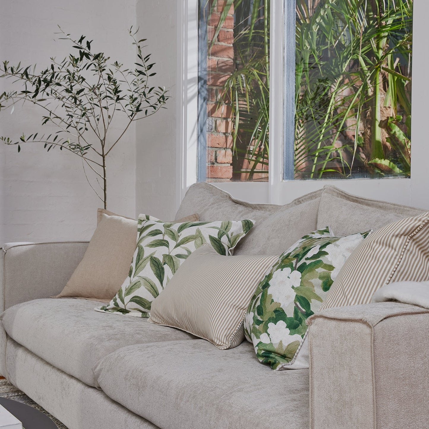 Morris Beige Stripe Cushion
