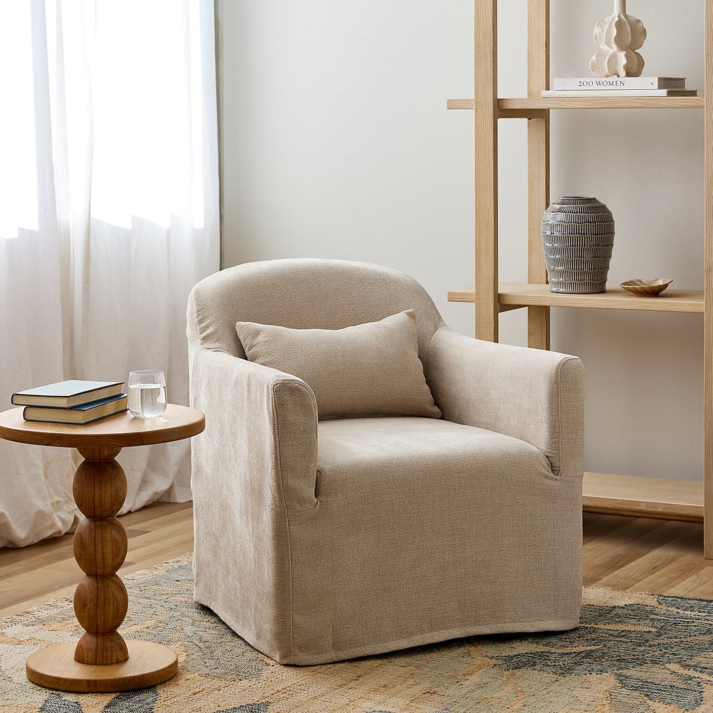 Beau Swivel Chair Natural Slip Cover