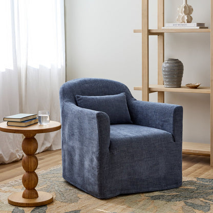Beau Swivel Chair Dark Blue Slip Cover