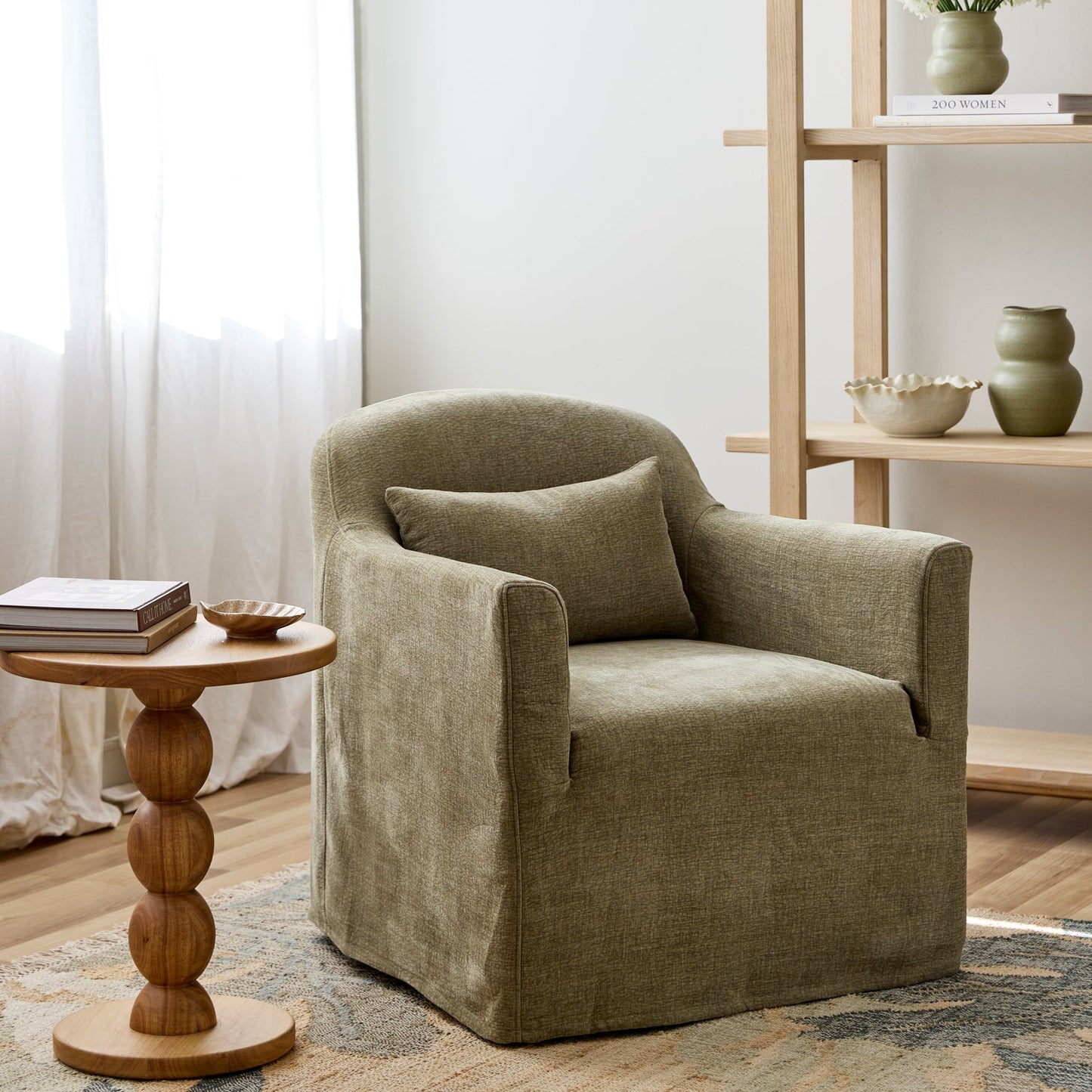 Beau Swivel Chair Sage Slip Cover