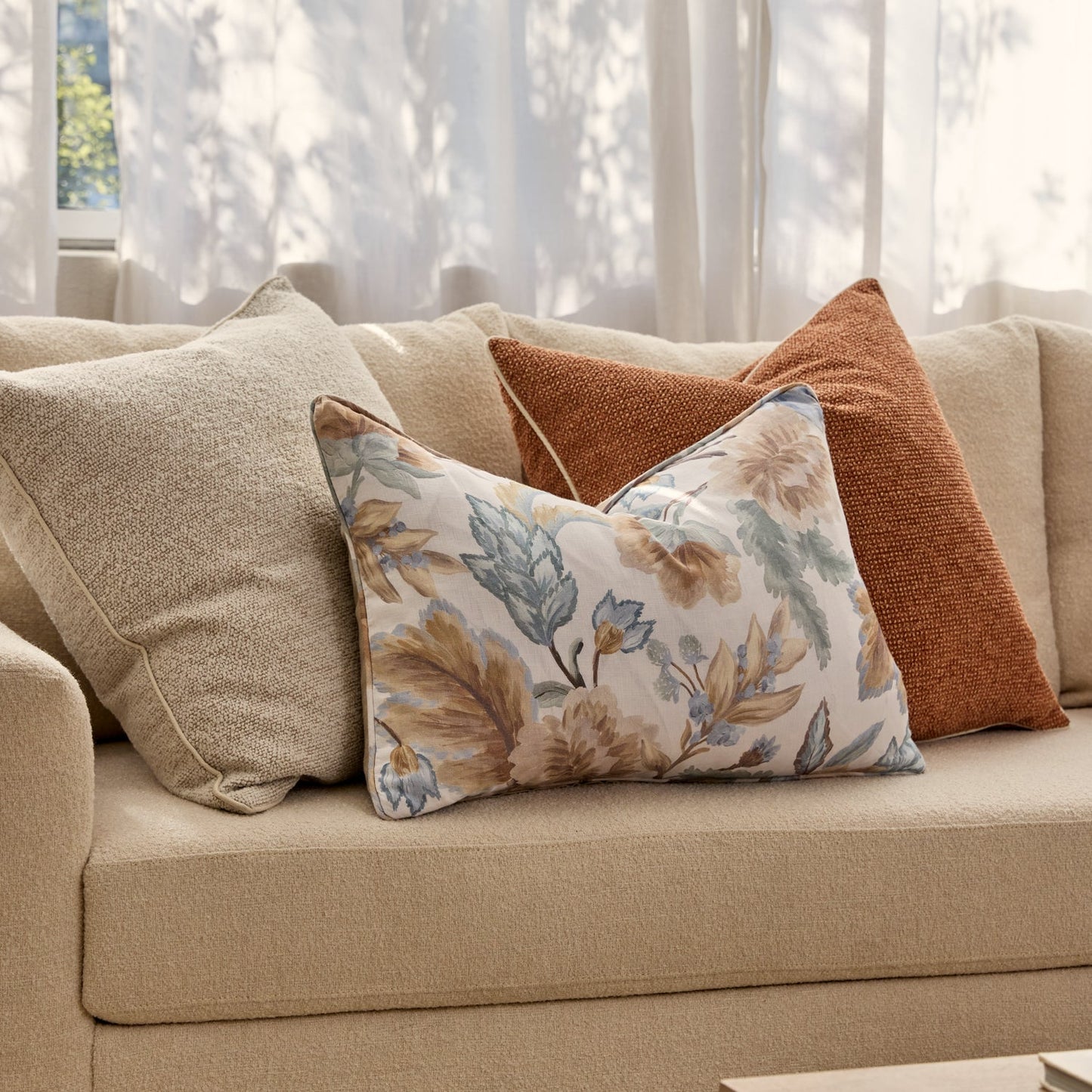 Casey Light Neutral Textured Cushion 55Cm