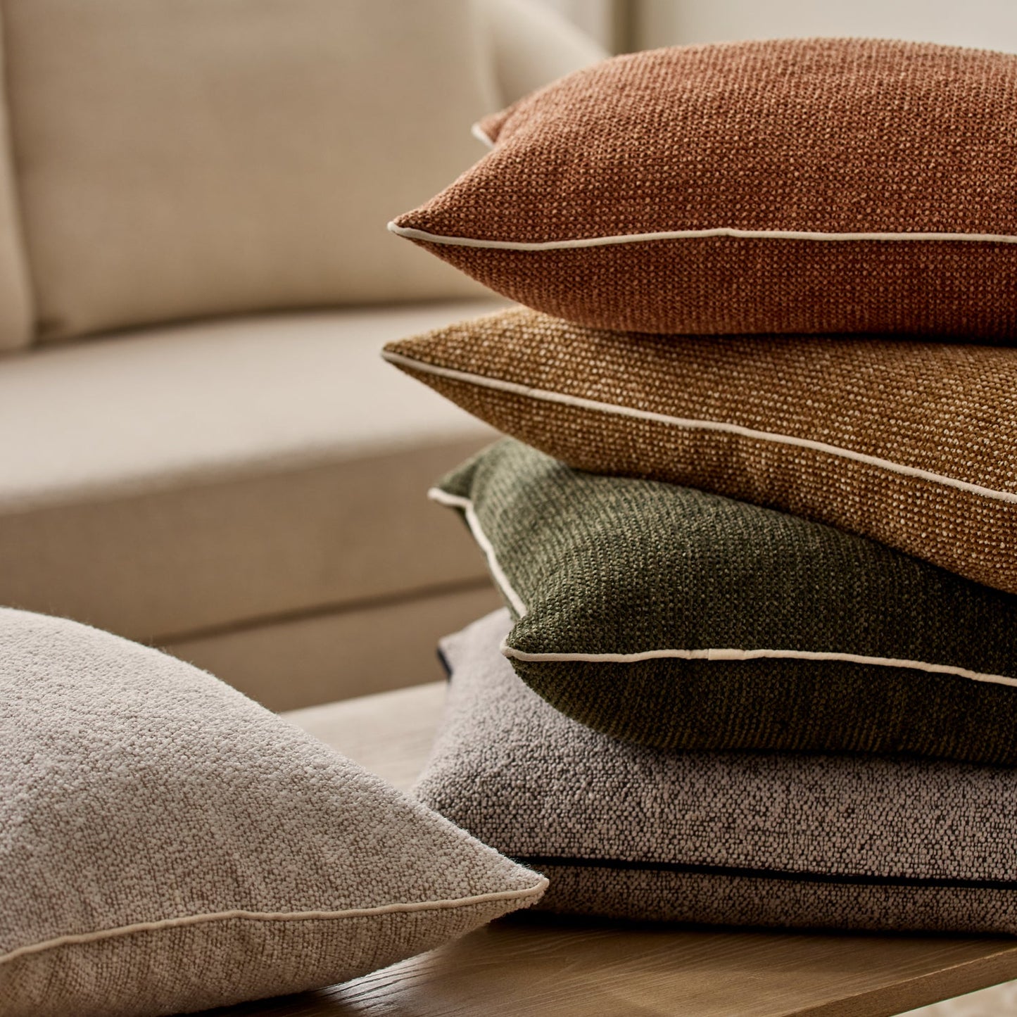 Casey Light Neutral Textured Cushion 55Cm