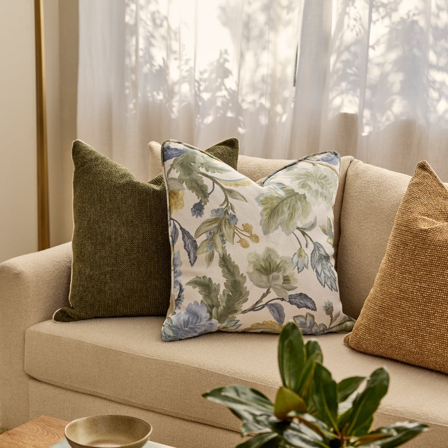 Casey Dark Green Textured Cushion 55Cm