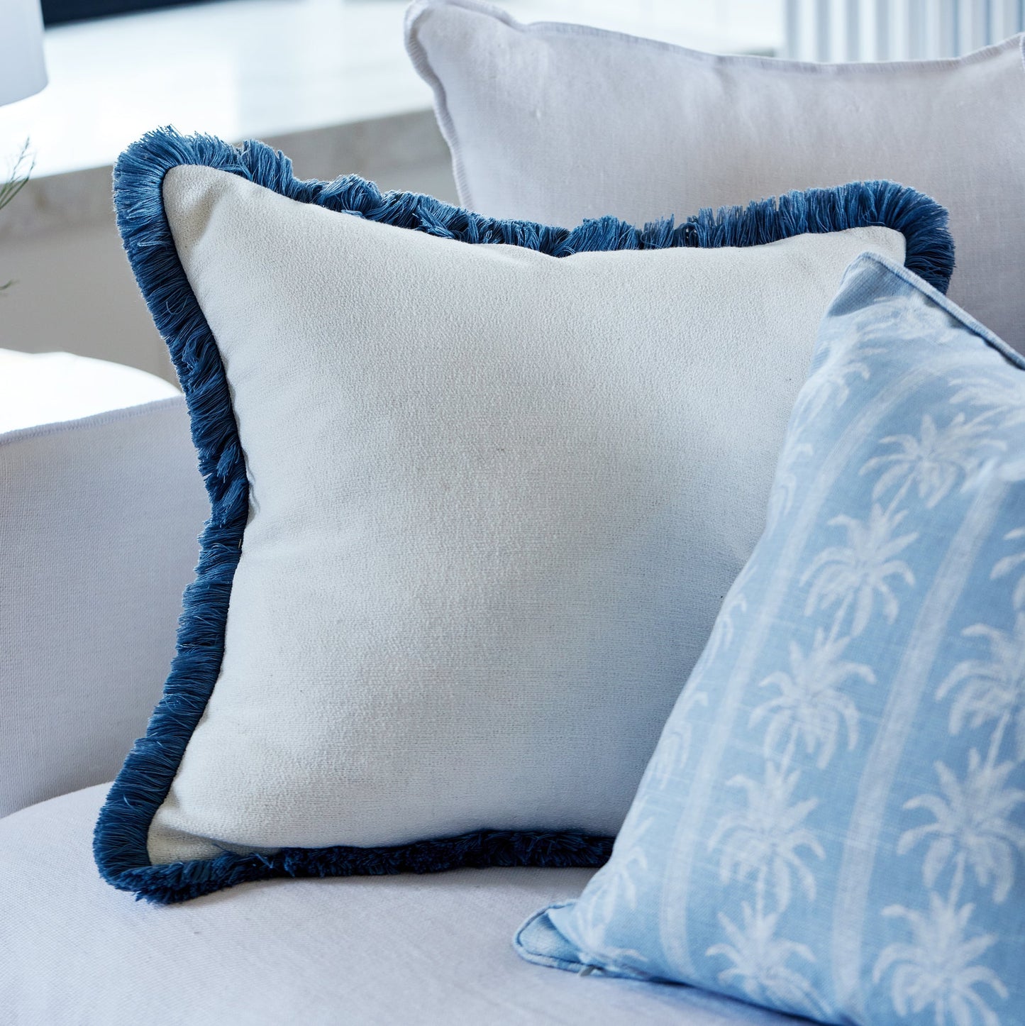 Vera Blue Fringe Cushion