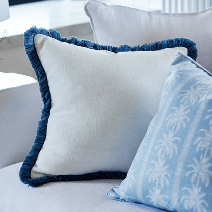 Vera Blue Fringe Cushion