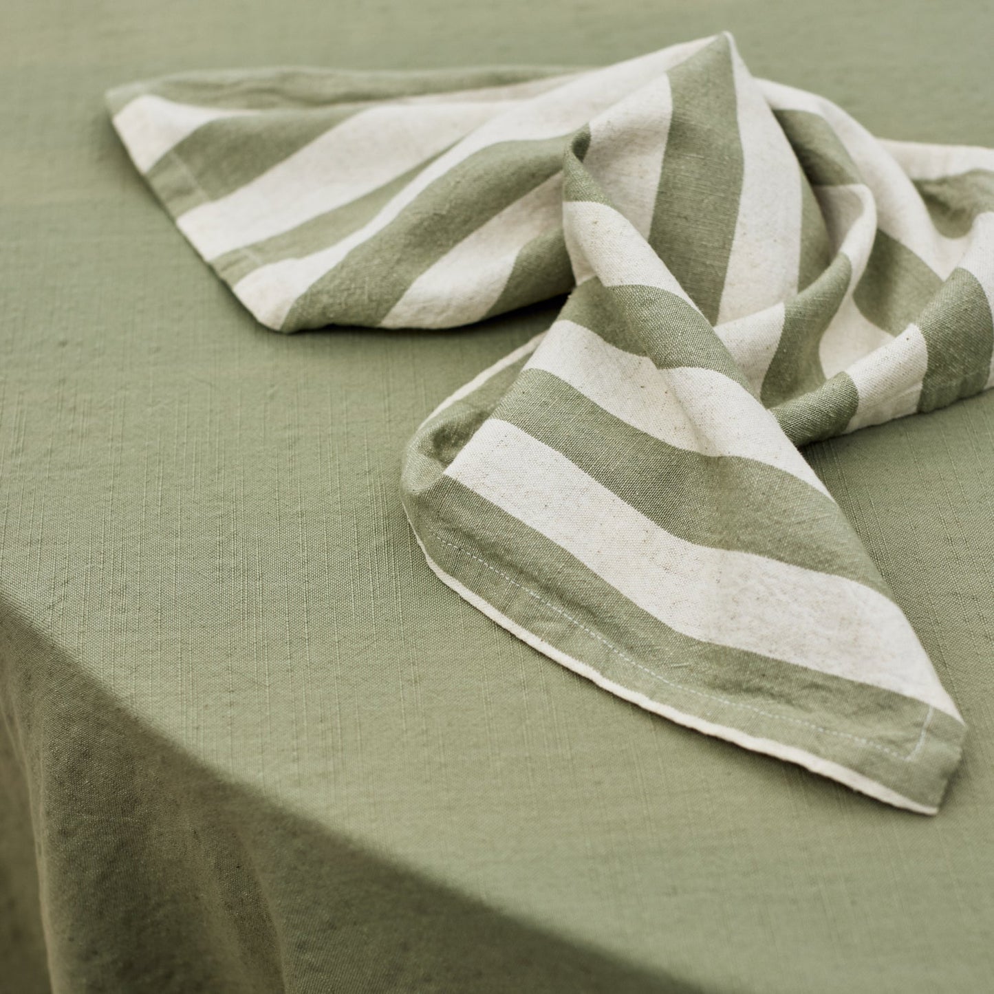 Estelle Green Stripe Napkin Set 4