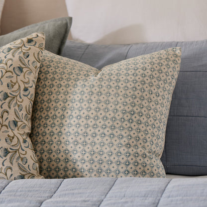 Samira Blue Diamond Block Print Cushion