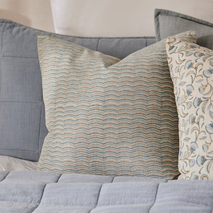 Neera Blue Scallop Block Print Cushion