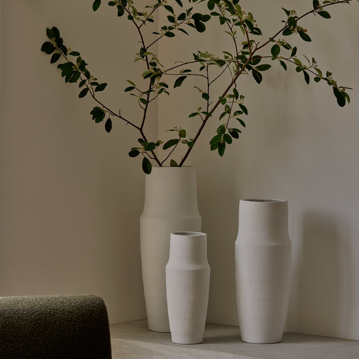 Nelson White Textured Vase Large