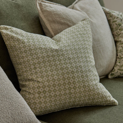 Samira Green Diamond Block Print Cushion