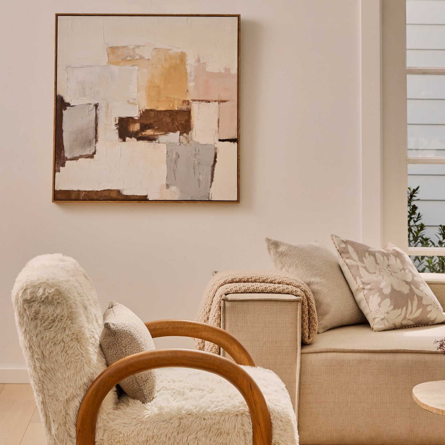 Jarah Warm Neutral Square Canvas