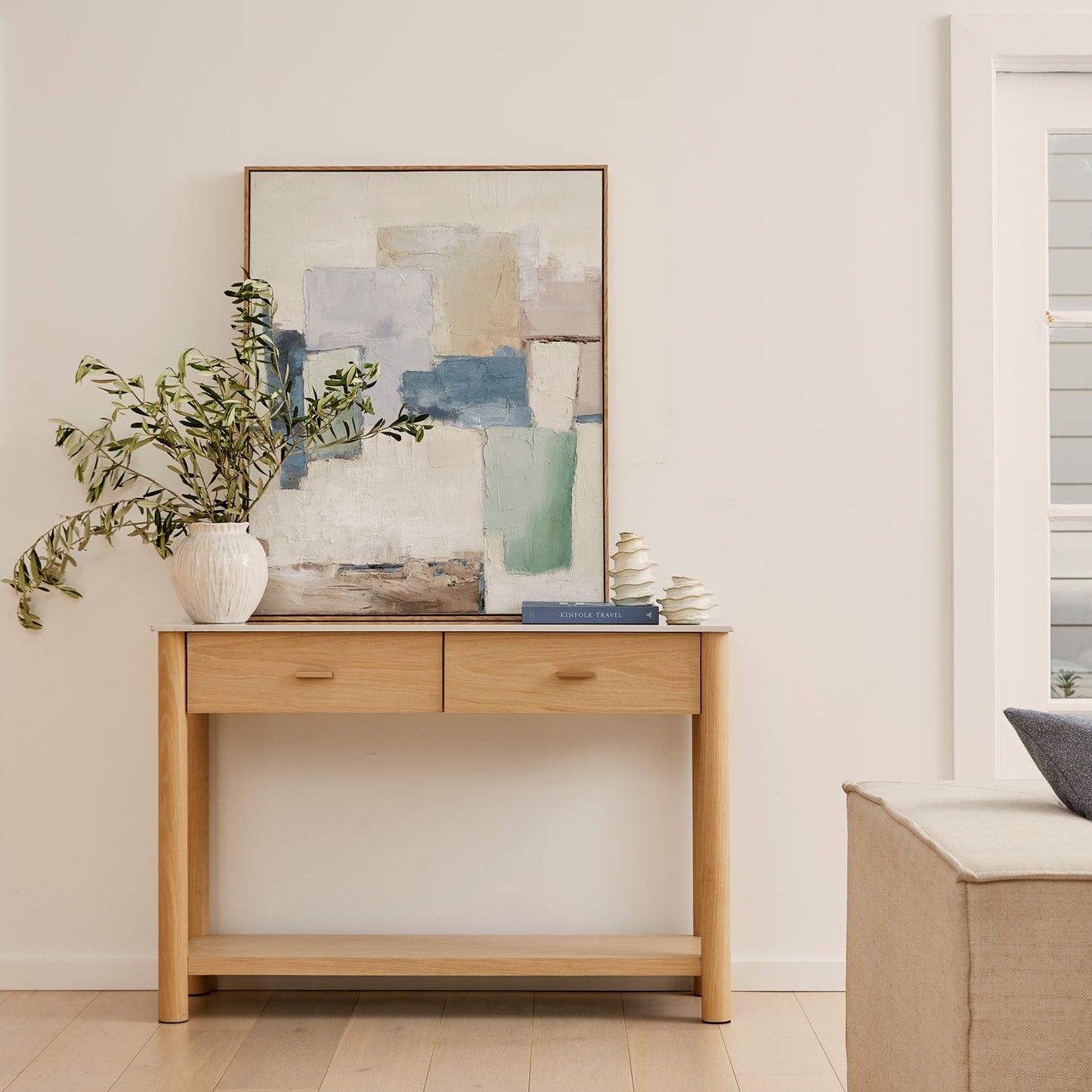 Somerset White Marble/Oak Console