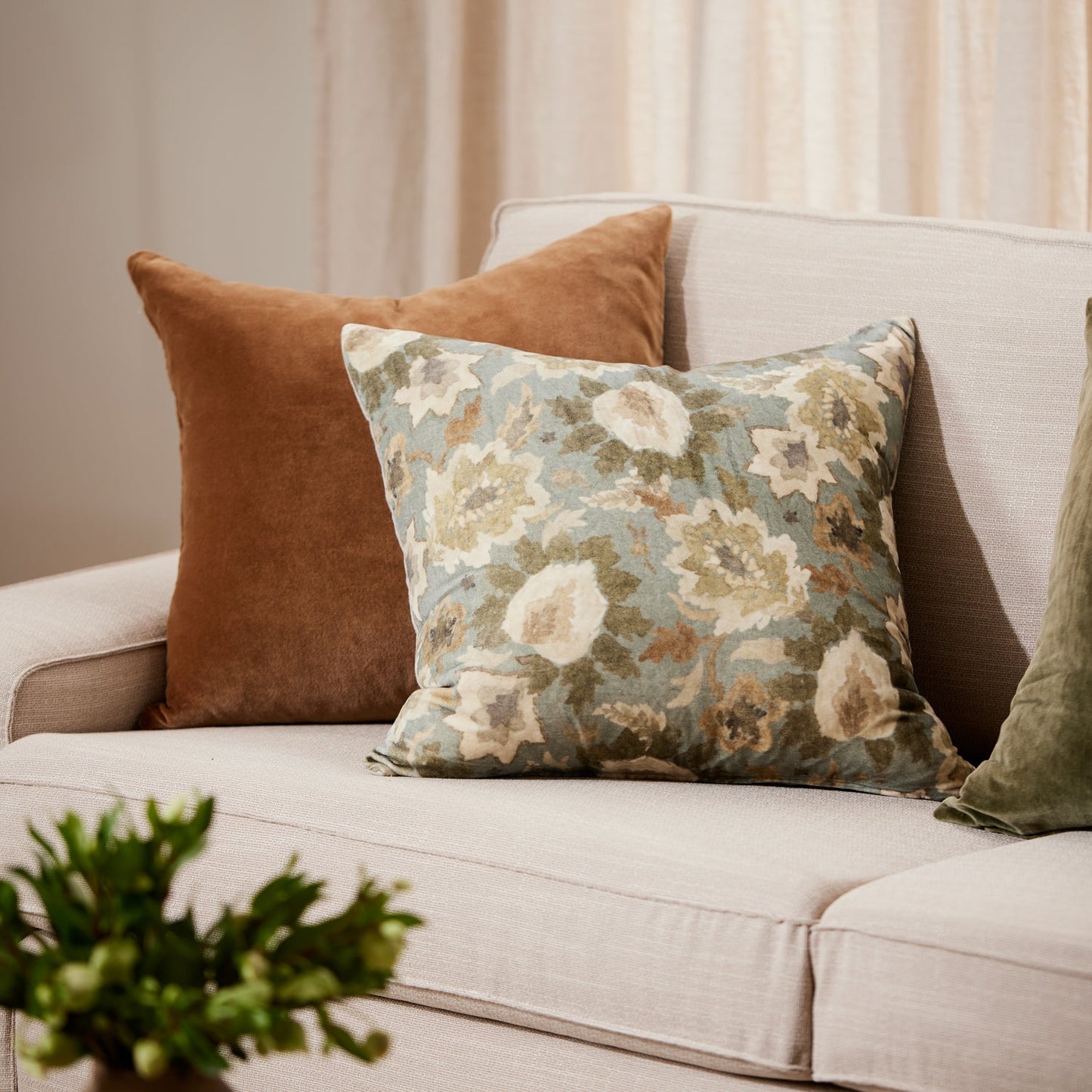 Griffith Olive Velvet Cushion
