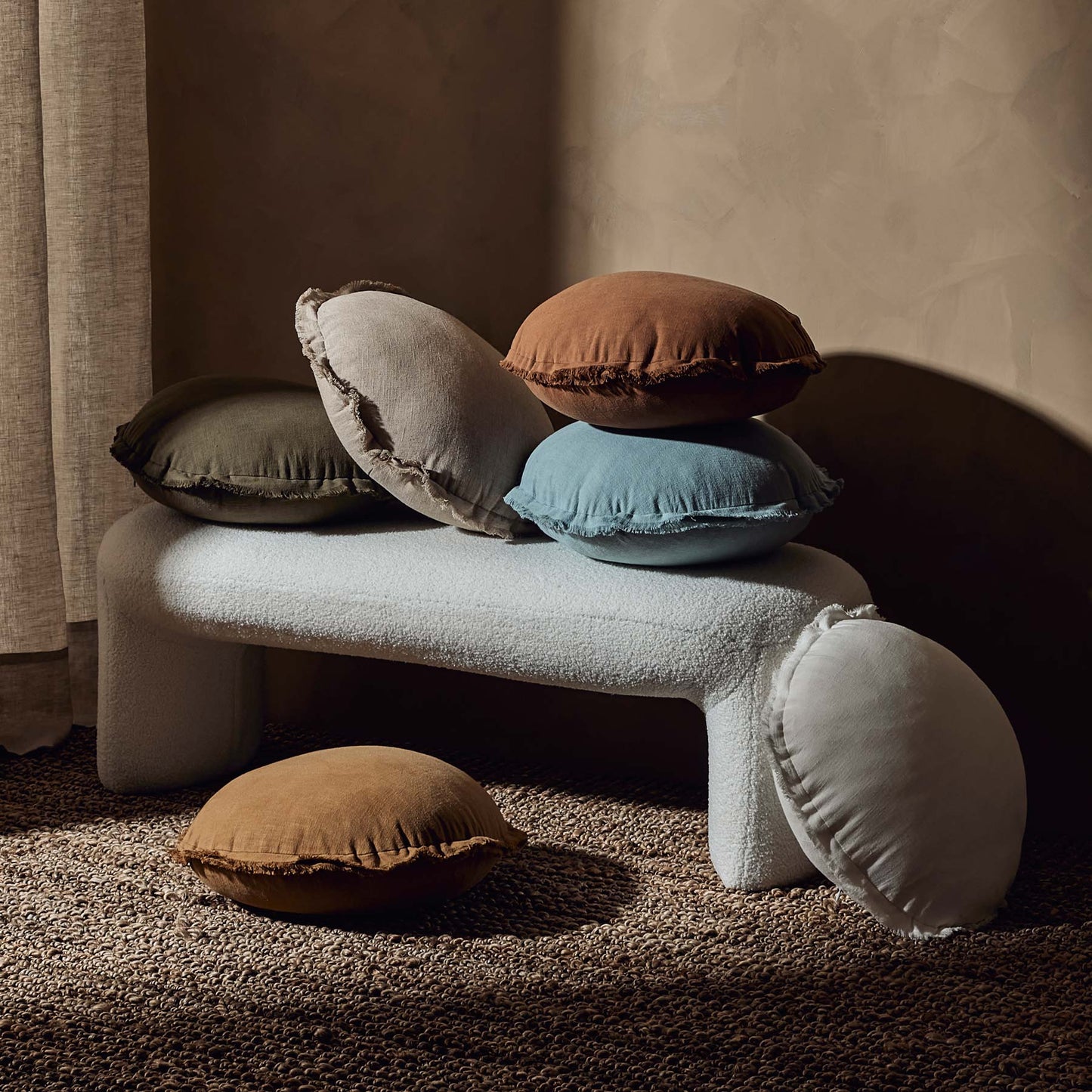 Lewis White Round Cushion