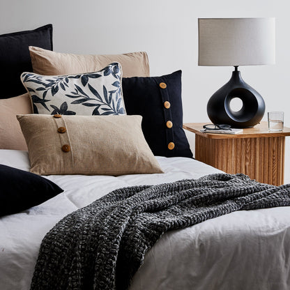 Bailey Black Button Cushion