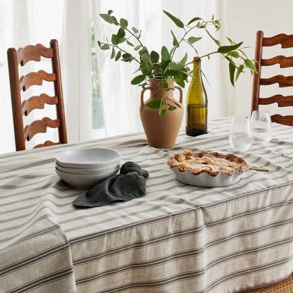 Macedon Charcoal Stripe Tablecloth