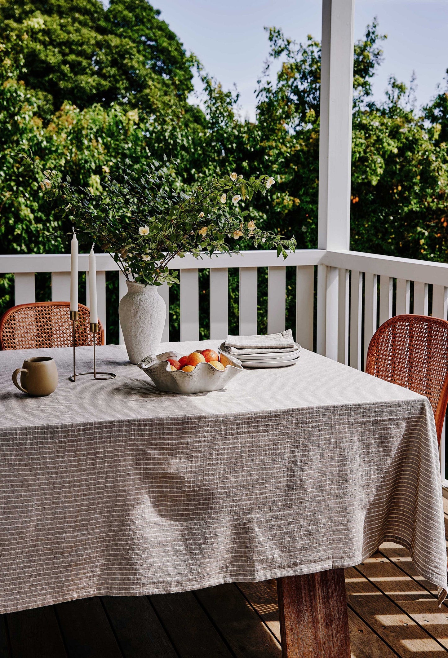 Bowral Neutral Stripe Apron + Glove Set