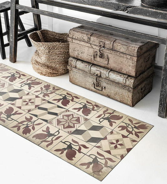 Magnolia Beige Antique Vinyl Rug lifestyle