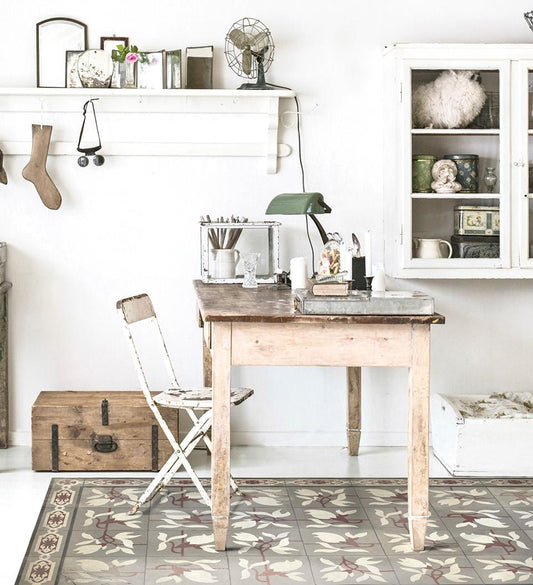 Magnolia Smoked Antique Vinyl Rug lifestyle