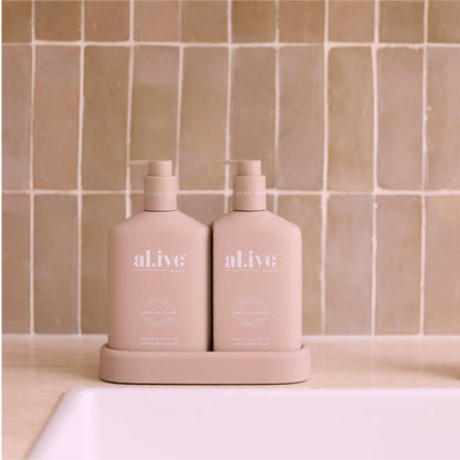 Alive Body Wash & Lotion Duo + Tray Apricot & Sweet Fig with tray