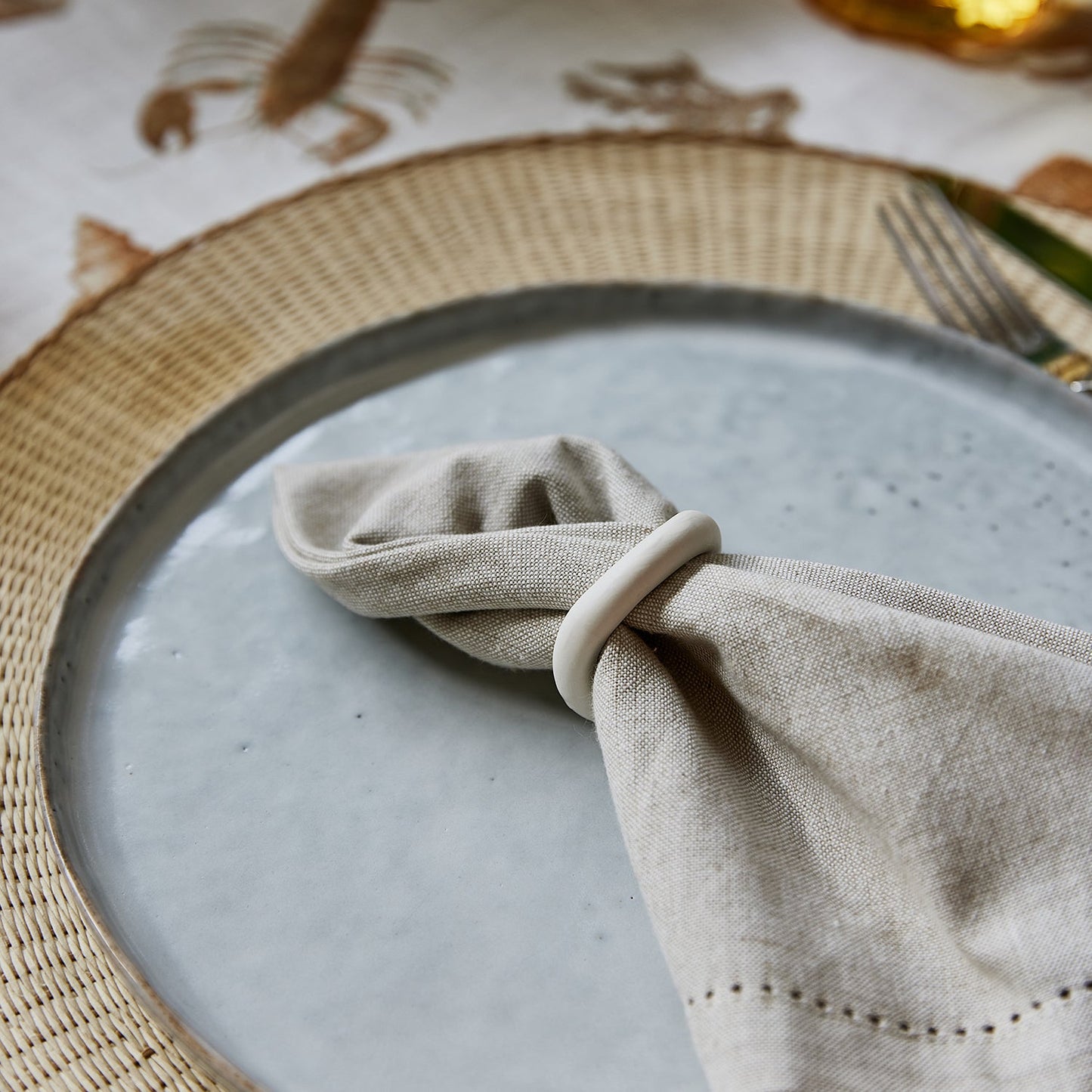 Ceramic White Napkin Ring Set Of 4