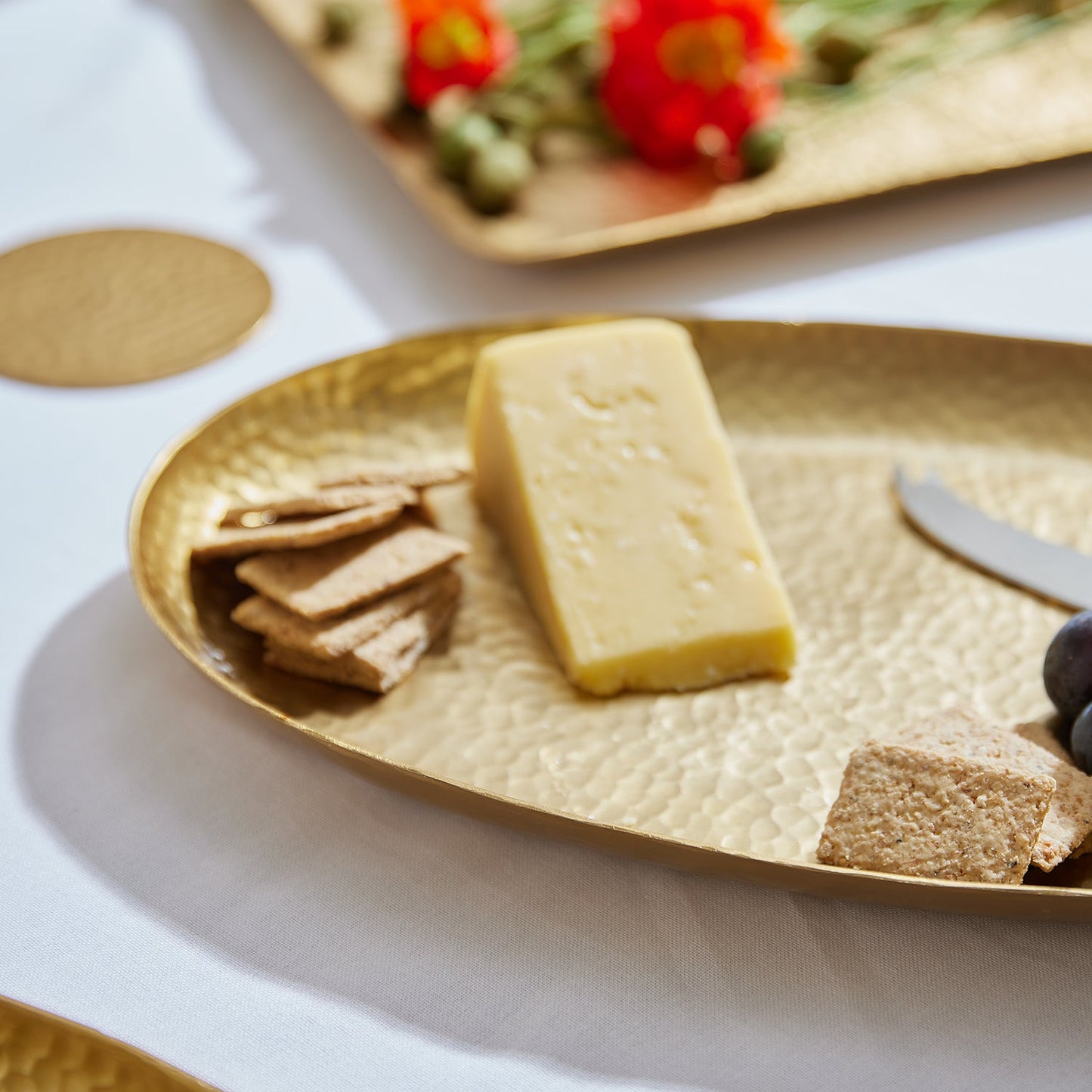 Alma Gold Beaten Oval Tray