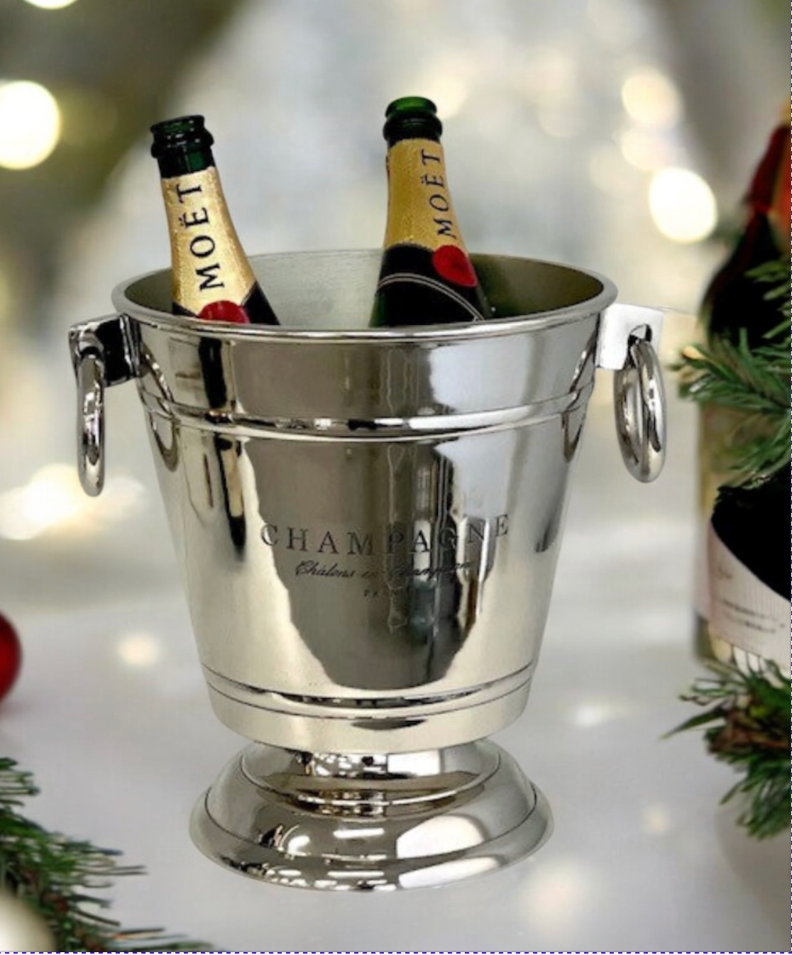 390Y "Champagne" Bucket Nickel Footed  30X25X28Cm