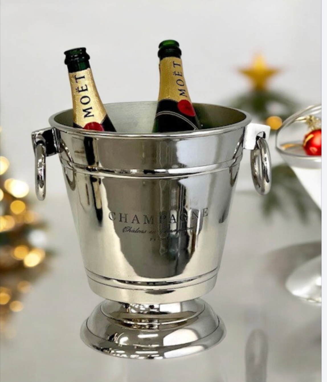 390Y "Champagne" Bucket Nickel Footed  30X25X28Cm