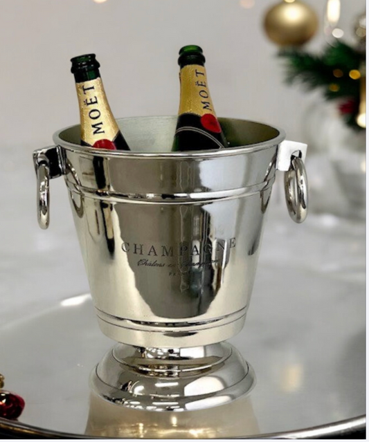 390Y "Champagne" Bucket Nickel Footed  30X25X28Cm