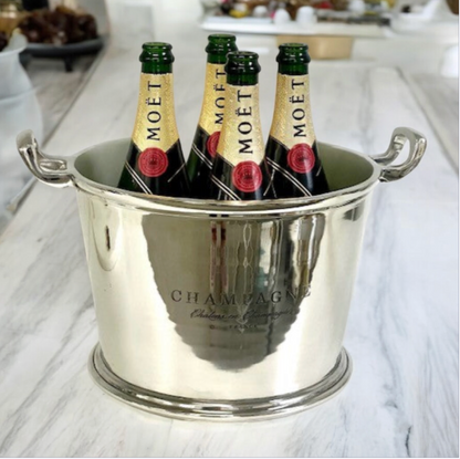 282G  Shiny Nickle Champagne Bucket W/Logo 39X20Cm