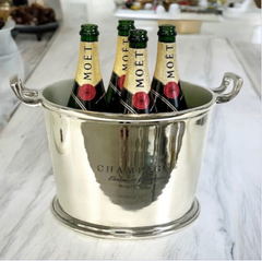 282G  Shiny Nickle Champagne Bucket W/Logo 39X20Cm