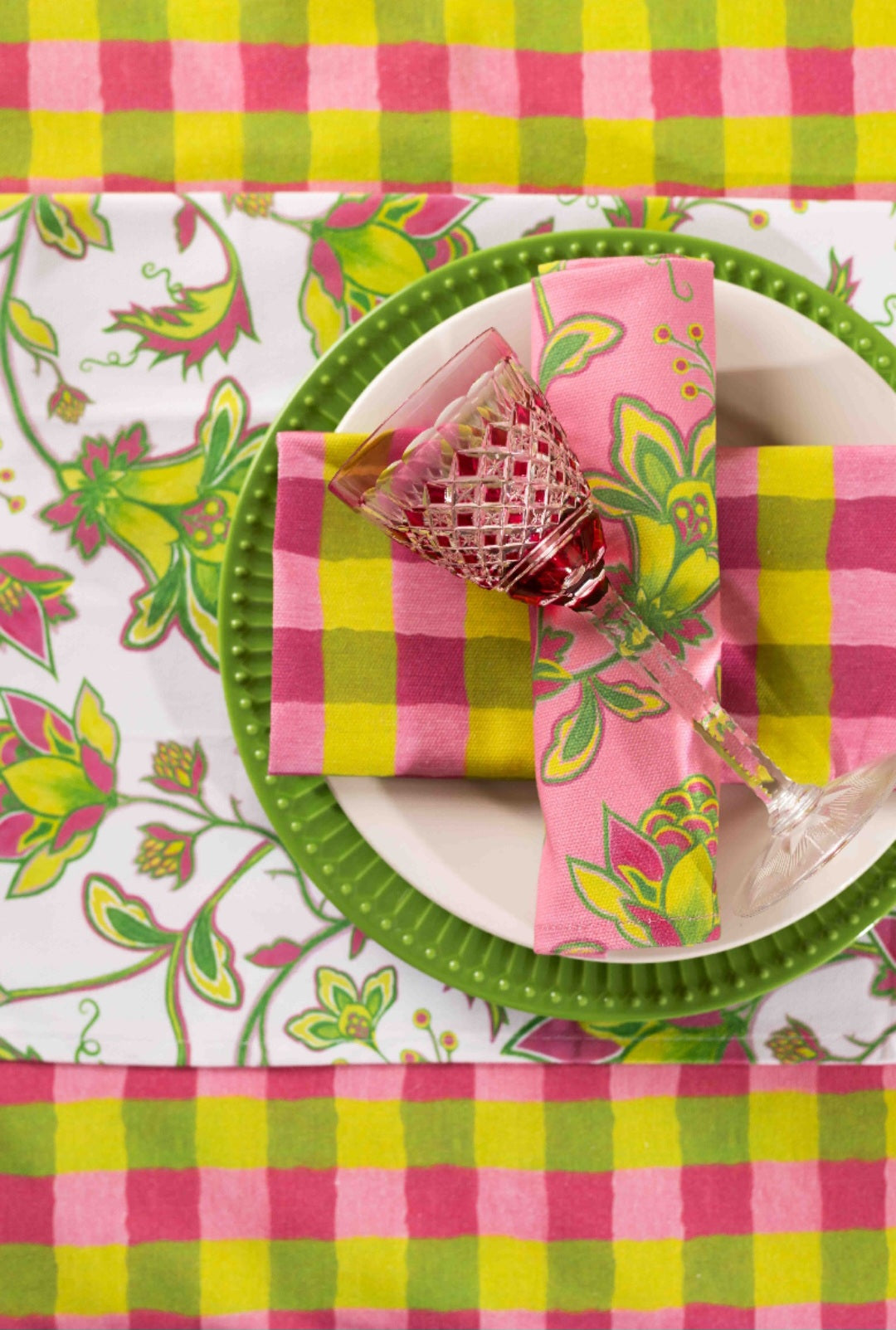 Pink/Green Gingham Tablecloth - Wholesale Sold Out