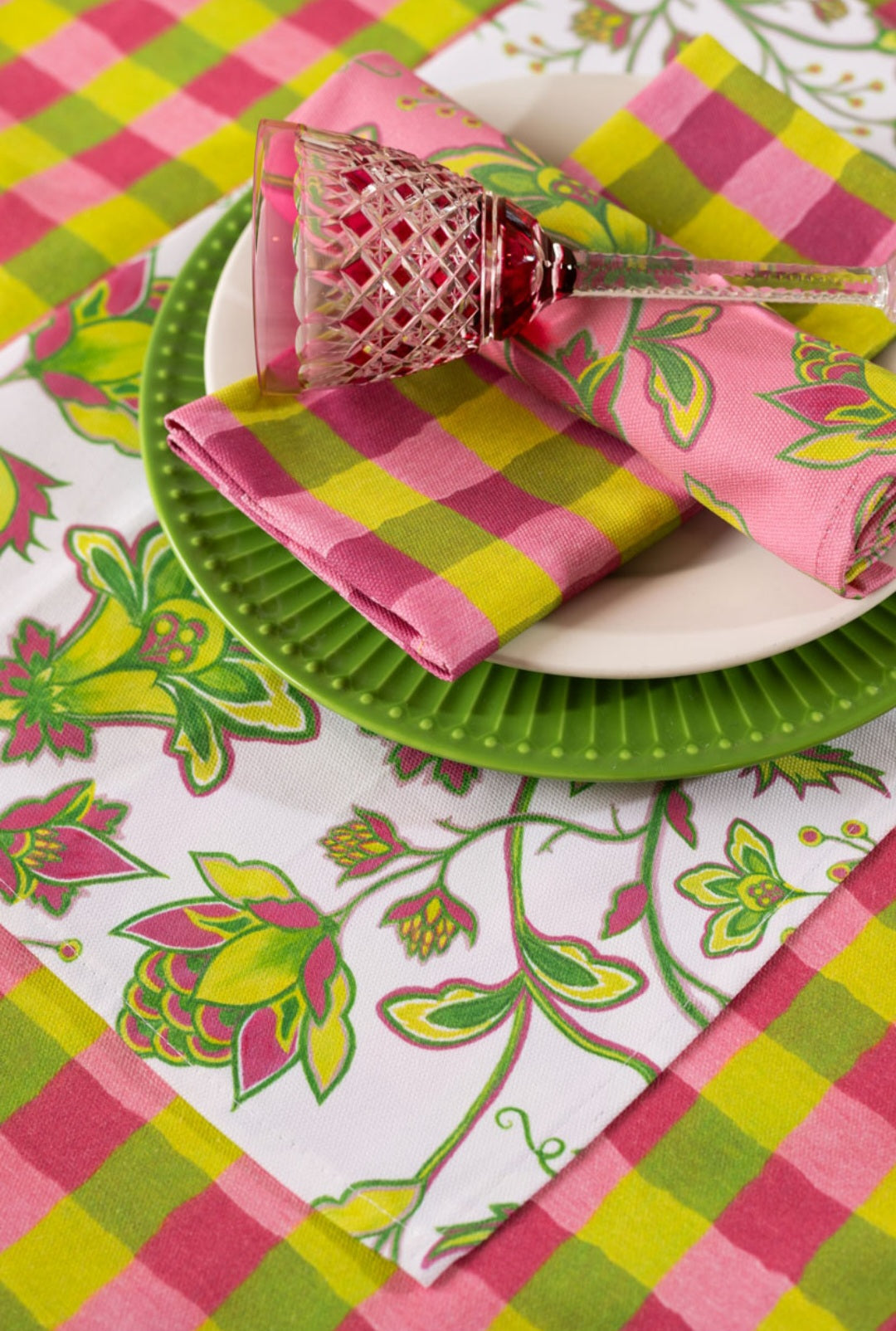 Pink/Green Gingham Tablecloth - Wholesale Sold Out